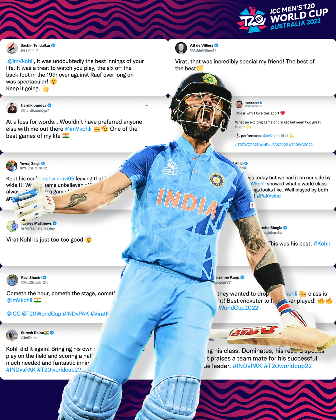 Kohli fan-reaction wall — India vs Pakistan, T20 World Cup 2022